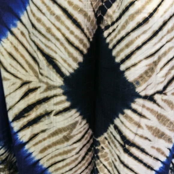 Vintage 70s Afro-centric heirloom robe wax print embroidered maxi length caftan - Picture 10 of 15